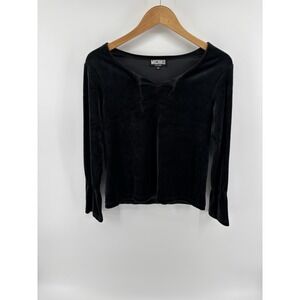 Vintage Michiko Koshino Velvet Long Sleeve Top Sz 38 Drawstring Neckline Chic